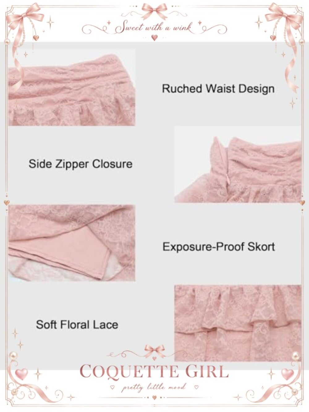 Lace Ruffle Mini Skort with Built-in Shorts - Picture 4 of 6